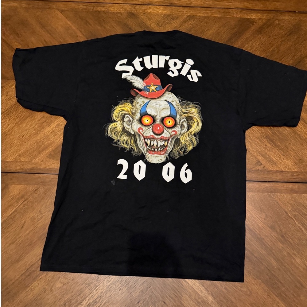 Vintage 2006 Sturgis Motorcycle Rally T-Shirt Fruit of the Loom Creepy Clown XL